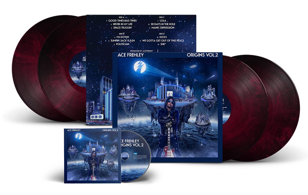 Ace Frehley "Origins Vol. 2" Bundle: 180 Gram 2LP Galaxy Grape Vinyl + DL Card + CD Digipak