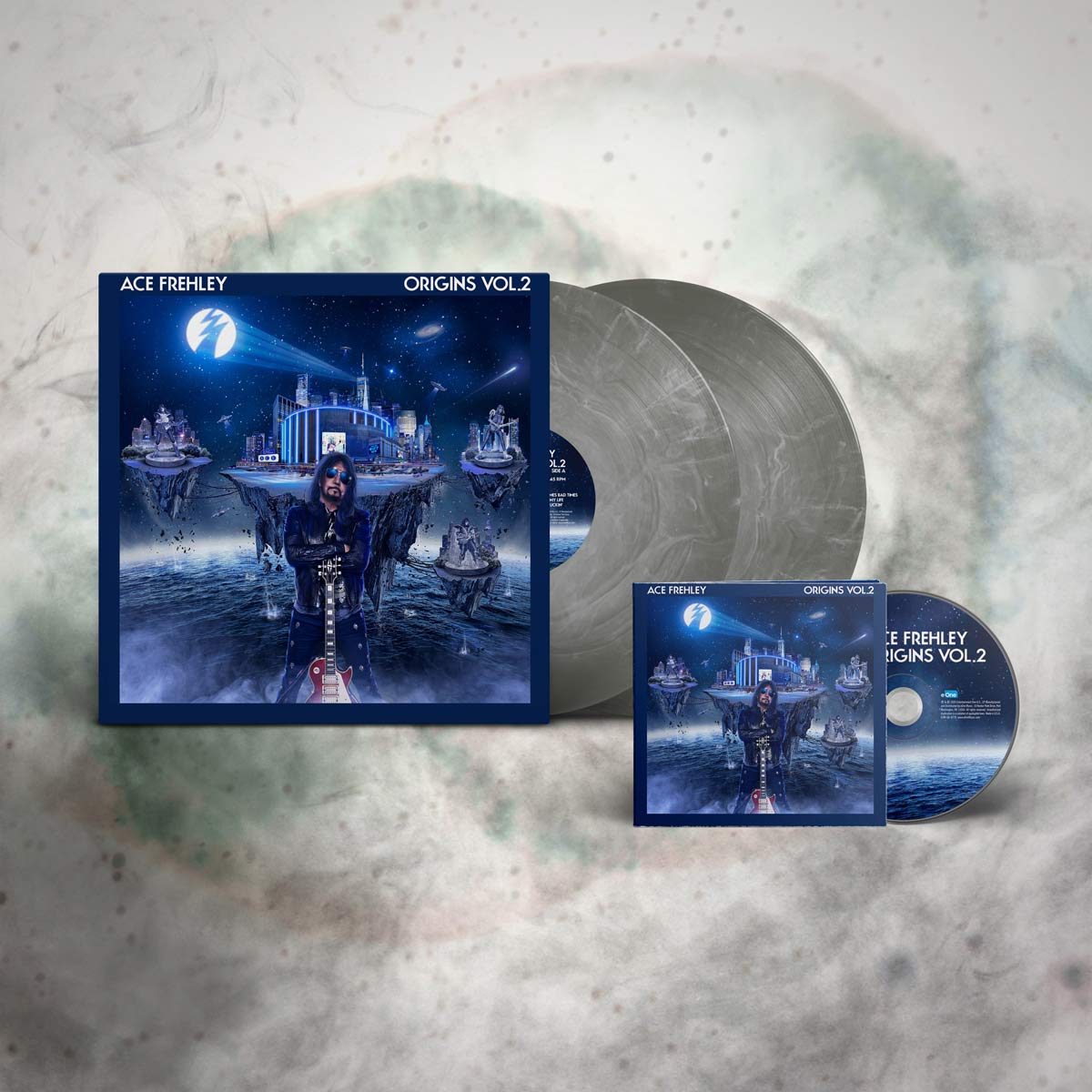 Ace Frehley "Origins Vol. 2" Bundle: 180 Gram 2LP Galaxy Silver Vinyl + DL Card + CD Digipak