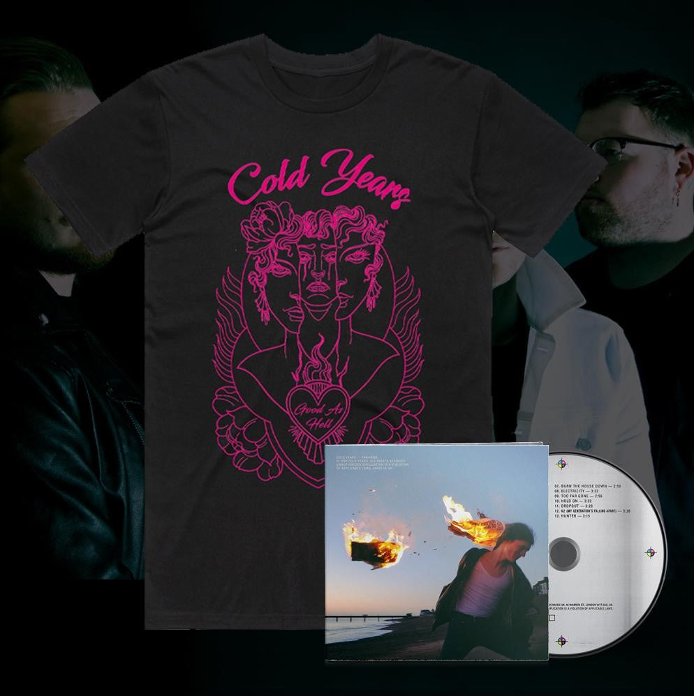 Cold Years – Good As Hell – T-Shirt (Pink on Black) & PARADISE CD bundle