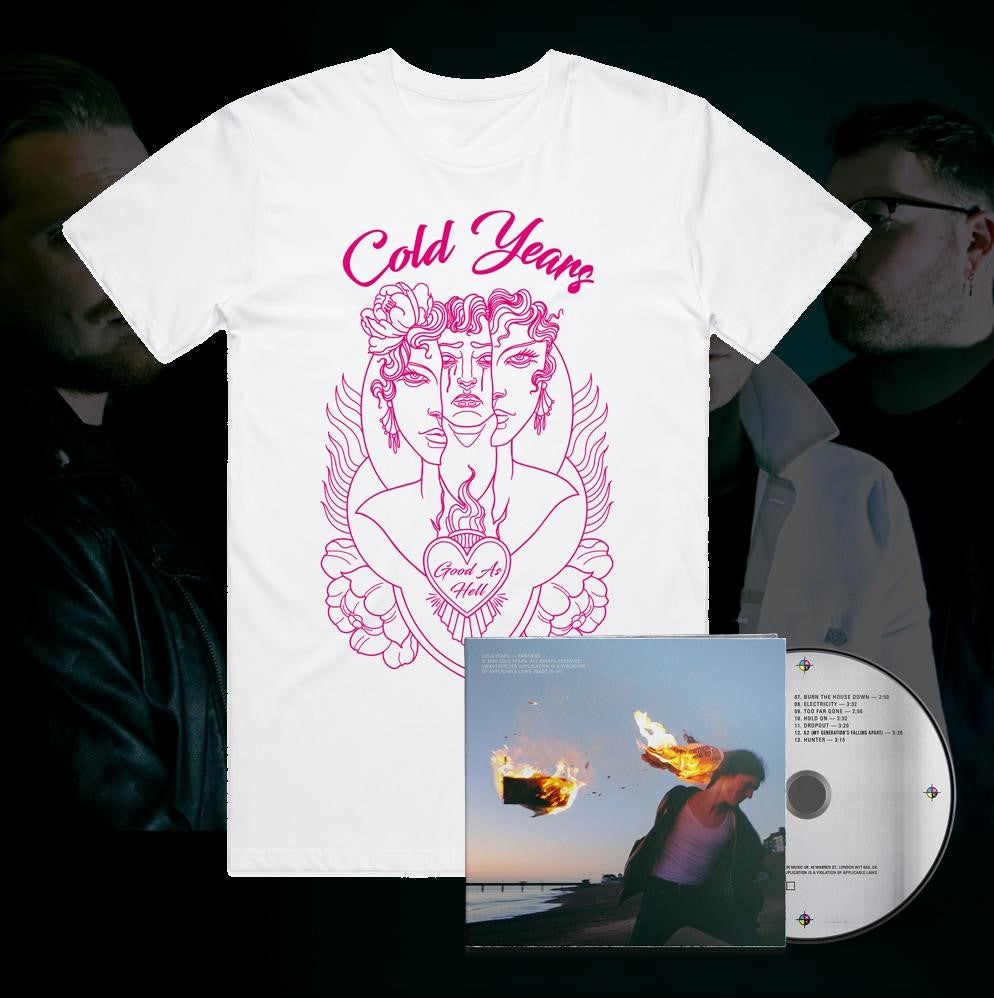 Cold Years – Good As Hell – T-Shirt (Pink on White) & PARADISE CD bundle