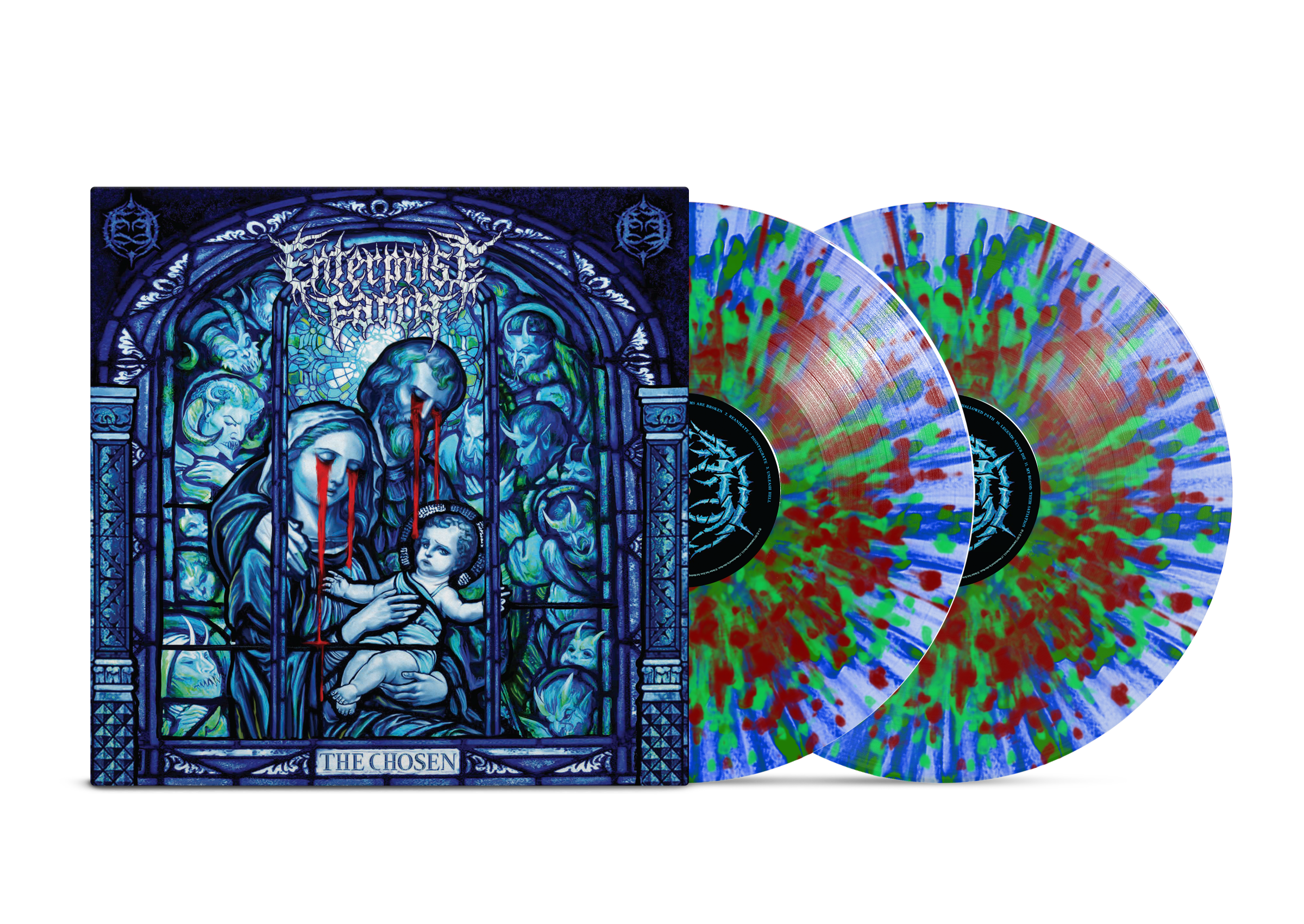 Enterprise Earth - The Chosen - VINYL - 2x 180GR COLORED VINYL Heavy Splatter: Clear w/ Translucent Cobalt, Neon Green, Neon Coral - GATEFOLD SLEEVE + DL CARD