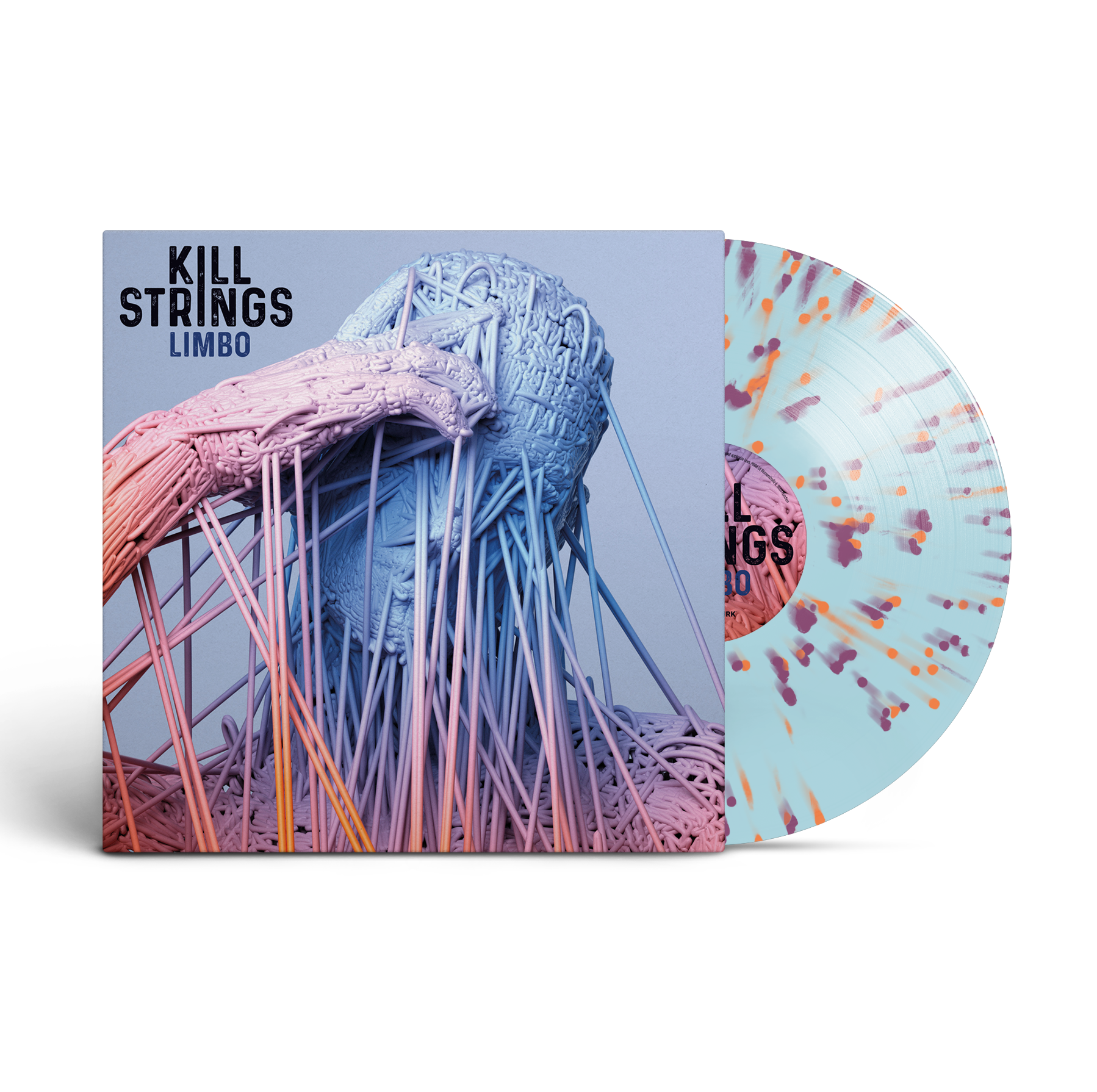 Kill Strings - Limbo Translucent Light Blue base with Heavy Splatter Tangerine & Orchid Vinyl