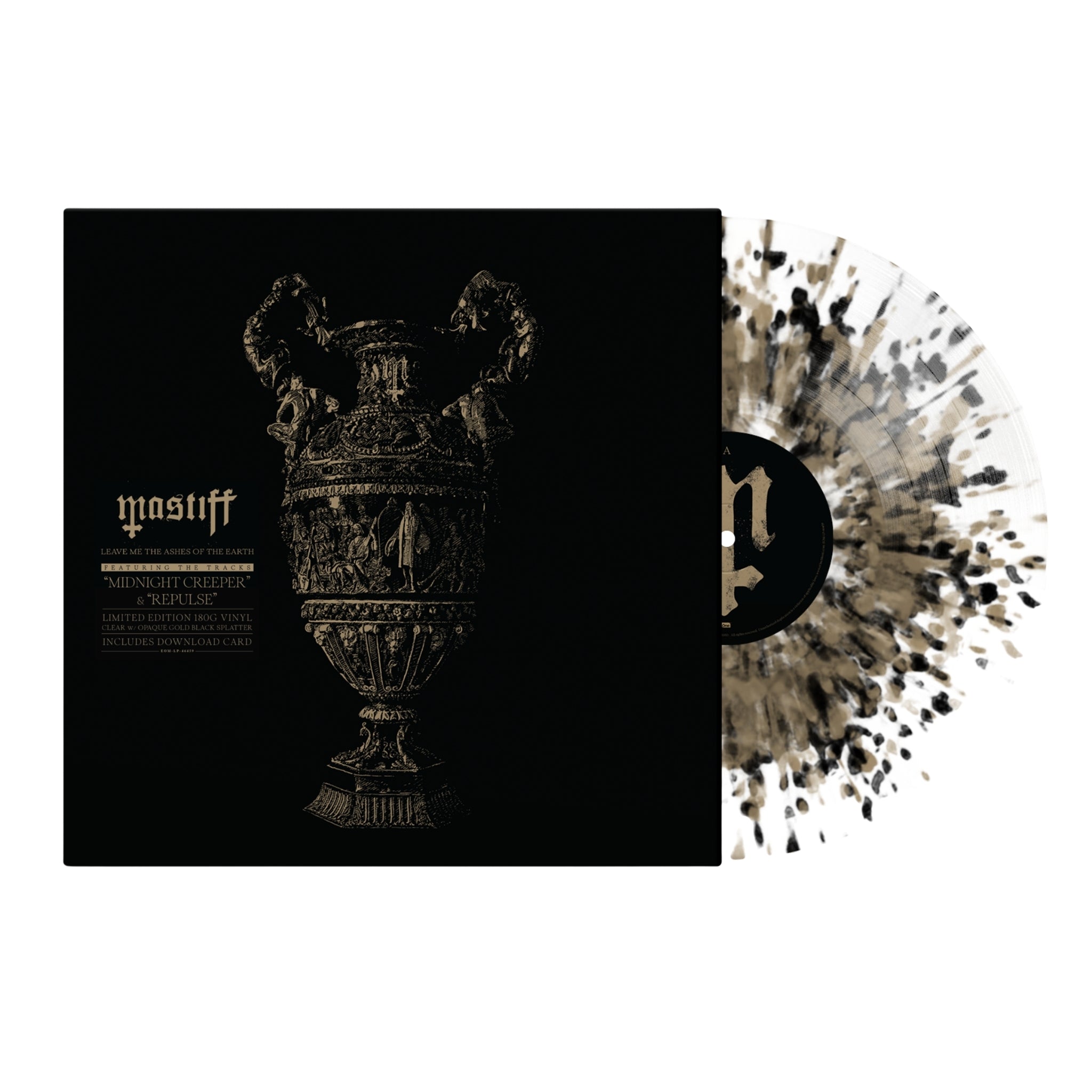 Mastiff - Leave Me The Ashes Of The Earth; Single 180G Clear base with Opaque Gold splatter & Black splatter